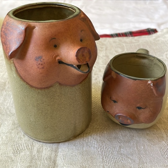 Vintage UTCTI Stoneware Pig Creamer pitcher & mug cup Made in Japan - Picture 12 of 12